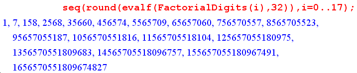 FactorialDigits Sequence